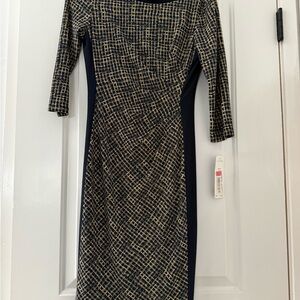 Ralph Lauren Navy and Gold Long Sleeve Dress